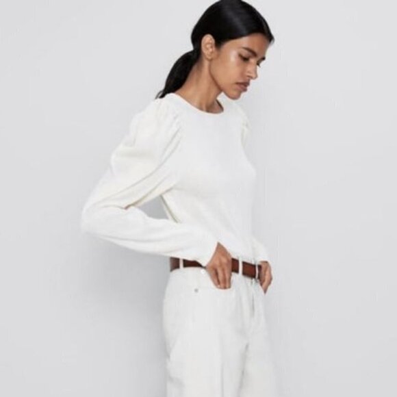 ZARA | Balloon Sleeve Textured Top | Sz. S - Picture 3 of 8